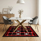 Red Backgammon Board Area Rug