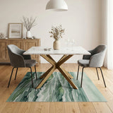 Teal Ocean Waves Watercolor Area Rug