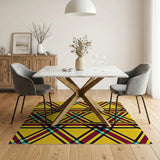 Vibrant Yellow Plaid Geometric Area Rug