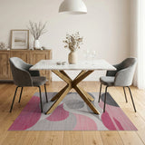 Modern Abstract Pink Grey Circles Area Rug