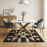 Brown Tan Southwestern Star Geometric Rug