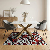 Red Cherry Blossom Branches Area Rug