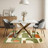 Green Modern Green Geometric Area Rug