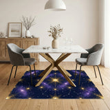 Golden Celestial Star Constellation Area Rug
