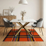 Vibrant Orange Plaid Geometric Area Rug