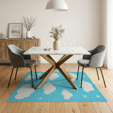 Pixelated Clouds Stars Blue Kids Rug