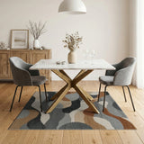 Wavy Grey Abstract Area Rug