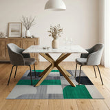 Modern Geometric Grey Green Area Rug