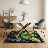 ODIKA Mystical Luna Moth Washable Area Rug - Low Pile, Non-Slip & Pet Friendly