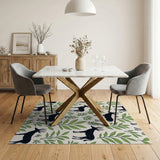 Kudu Antelope Green Leaf Silhouette Rug