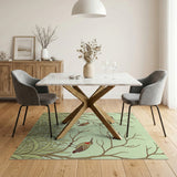 Elegant Long-Billed Birds in Reeds Green Rug