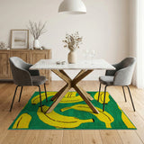 Multi-color and Patterns Vibrant Yellow Banana Pattern Green Area Rug