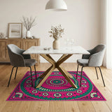Vibrant Pink Teal Floral Medallion Rug