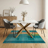 Vibrant Teal Multi-Color Geometric Area Rug