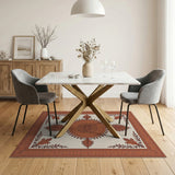 Terracotta Medallion Cream Area Rug