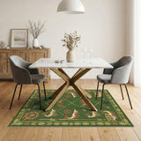 Green Rustic Trout Fishing Area Rug