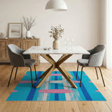 Teal Pink Surfboard Coastal Area Rug