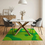 Vibrant Lime Green Abstract Blob Area Rug