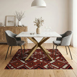 Orange Diamond Star Floral Geometric Area Rug