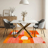 Vibrant Orange Geometric Circles Area Rug