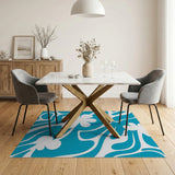 Teal Hibiscus Wave Area Rug