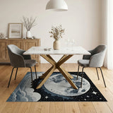 Cosmic Full Moon Night Sky Area Rug