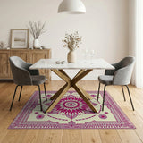 Purple Mandala Floral Traditional Persian Area Rug