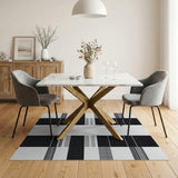 Black White Geometric Grid No. 25 Area Rug