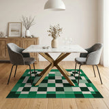 Emerald Green Checkerboard Geometric Area Rug