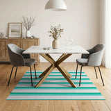 Bold Teal Vertical Stripe Area Rug