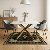 Ornate Black Gold Persian Area Rug