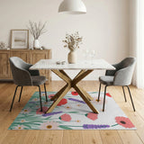 Floral Vintage Wildflower Meadow Floral Area Rug