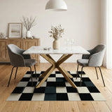3D Checkerboard Black White Area Rug