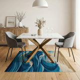 Coastal Beach Ocean Waves Blue Teal Area Rug