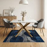Blue and Teal Navy Blue Abstract Geometric Area Rug