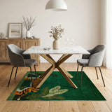 Emerald Green Cartoon Tiger Area Rug
