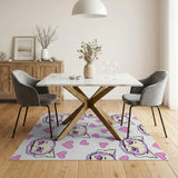 Kawaii Winged Cat Hearts Area Rug