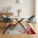 Chinese Red Plum Blossom Area Rug