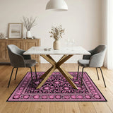 Floral Vintage Pink Heart Floral Vintage Area Rug