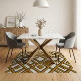 Gold and Silver Gold Geometric Trellis Area Rug