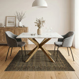 Beige Black Geometric Tribal Area Rug