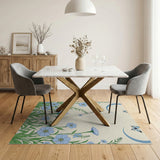Whimsical Blue Moon Cornflower Mushroom Rug