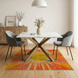 Orange Radiant Sunburst Geometric Area Rug