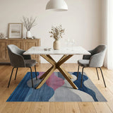 Abstract Wavy Mountain Area Rug in Blue Pink