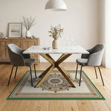 Beige and Neutral Traditional Persian Elegant Beige Persian Medallion Area Rug