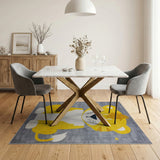 Cute Yellow Lion Cartoon Kids Area Rug with Stars