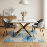Vintage Blue Anemone Floral Area Rug