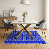 Blue and Teal Navy Blue Heritage Tribal Area Rug