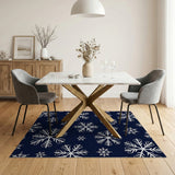 Blue and Teal Navy Snowflake Area Rug