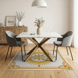 Ornate Golden Sunflower Mandala Rug